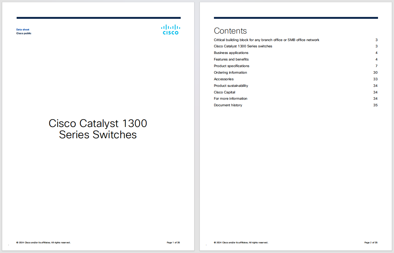 Cisco Catalyst 1300 Series Switches datasheet free PDF download