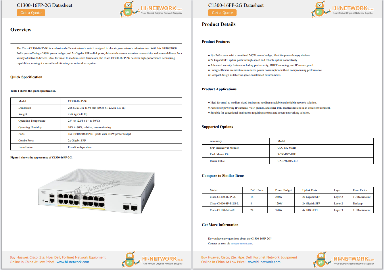 Cisco C1300-16FP-2G Datasheet Download