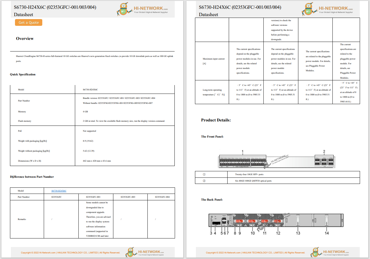 huawei s6730-h24x6c datasheet