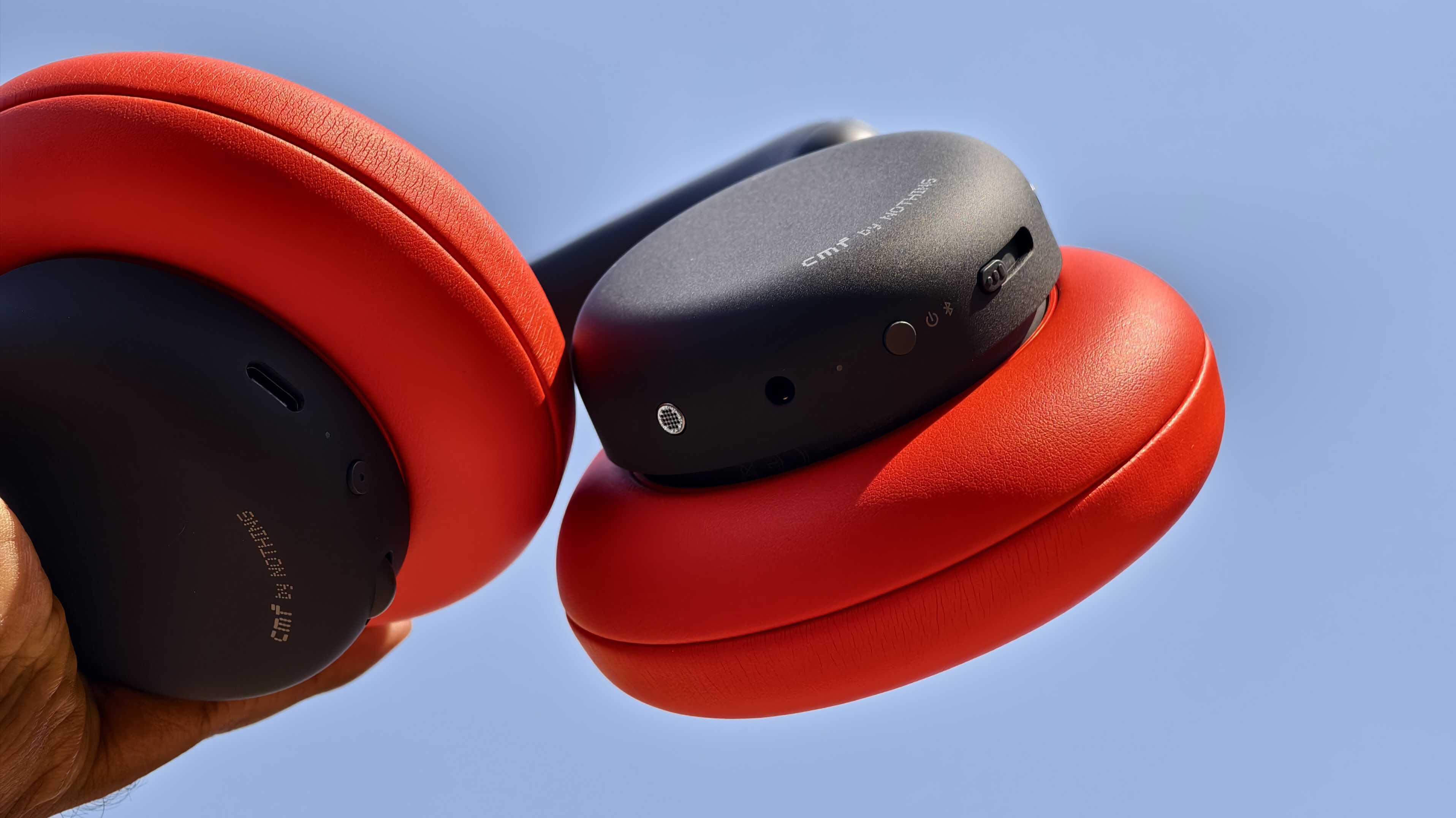 CMF Headphone Pro's orange ear cushions and button controls.