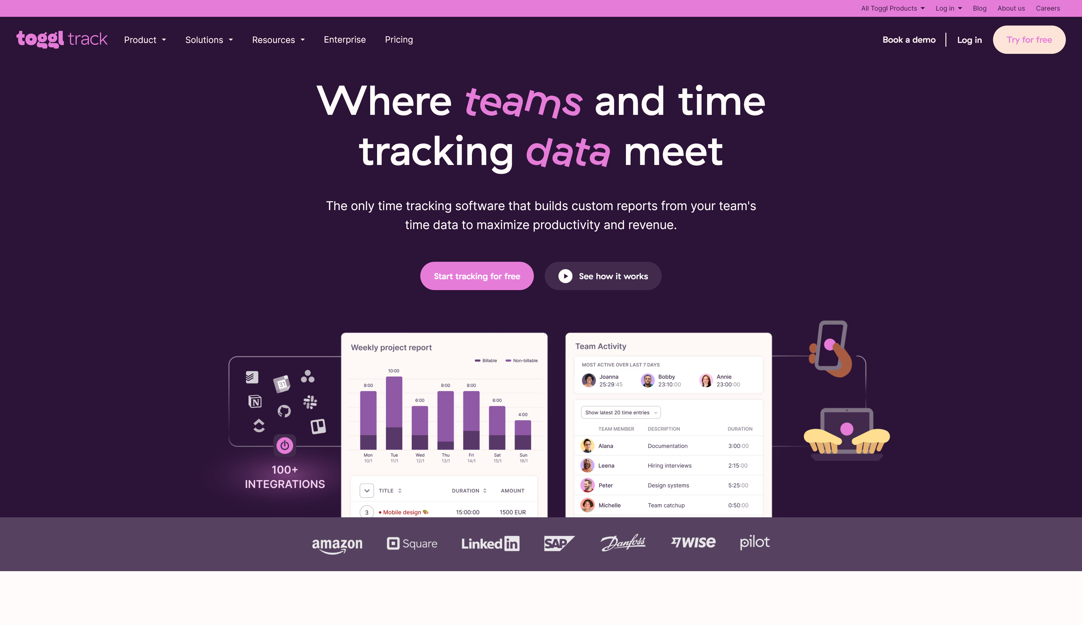 toggl-track homepage
