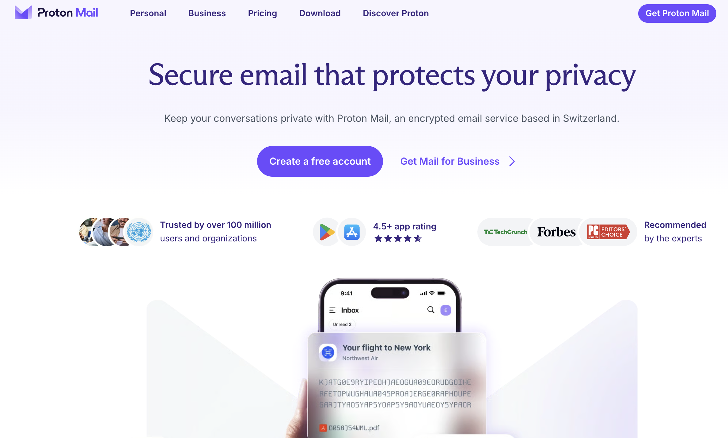 proton-mail homepage